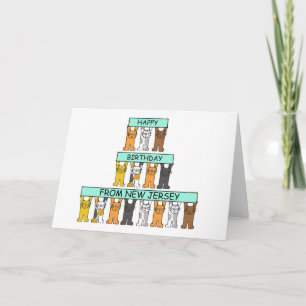 Happy Birthday uit New Jersey Cute Cats Kaart
