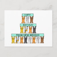 Happy Birthday uit New Mexico Cartoon Cats