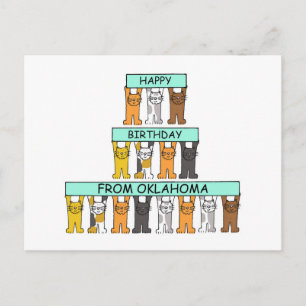 Happy Birthday uit Oklahoma Cartoon Cats Briefkaart