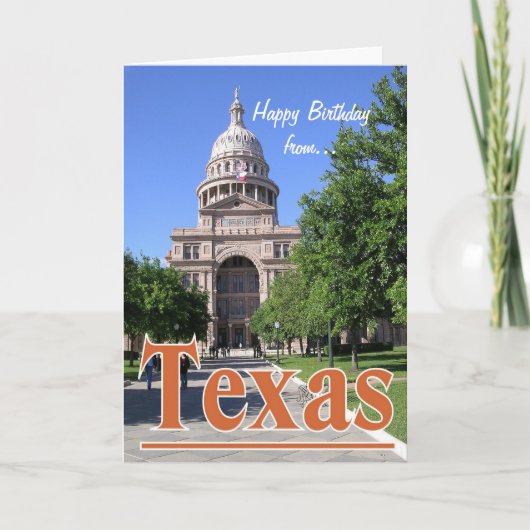 Happy Birthday uit Texas/Austin State Capitol Kaart (Voorkant)