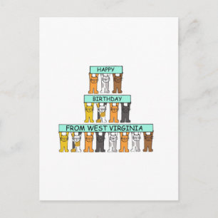 Happy Birthday uit West Virginia Cartoon Cats Briefkaart