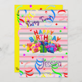 Happy Birthday Uitnodiging (Voorkant / Achterkant)