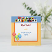 Happy Birthday Uitnodiging (Staand voorkant)