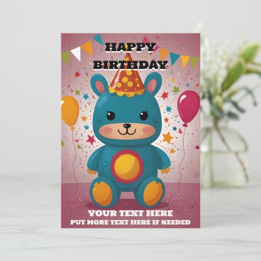 Happy Birthday Uitnodiging (Staand voorkant)