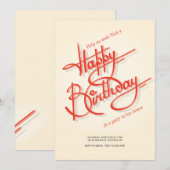 Happy Birthday Uitnodiging (Voorkant / Achterkant)