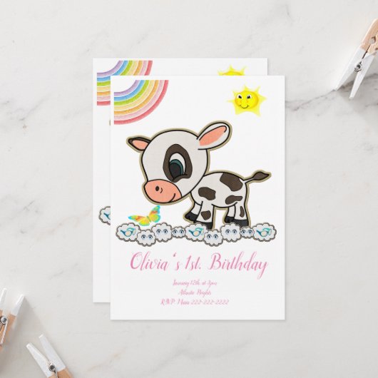 Happy Birthday Uitnodiging (Voorkant / Achterkant in situ)