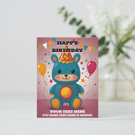 Happy Birthday Uitnodiging (Staand voorkant)