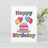 Happy Birthday Uitnodiging (Staand voorkant)