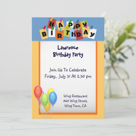 Happy Birthday Uitnodiging (Staand voorkant)