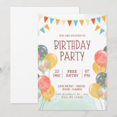 Happy Birthday Uitnodiging (Voorkant / Achterkant)