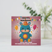 Happy Birthday Uitnodiging (Staand voorkant)