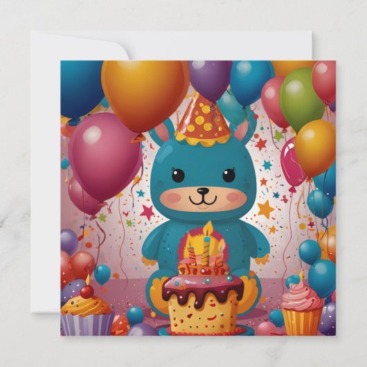 Happy Birthday Uitnodiging (Achterkant)