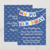 Happy Birthday (uitnodiging van de jongen) Kaart (Voorkant / Achterkant)