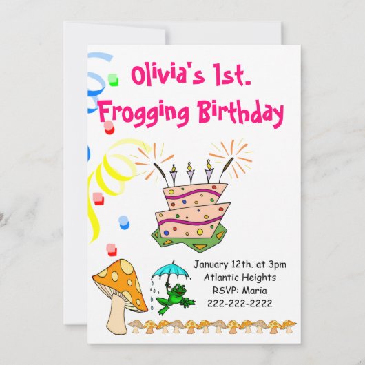 Happy Birthday-uitnodiging voor eerste wilde eerst Kaart (Achterkant)