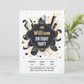 Happy Birthday uitnodigingskaart voor Hem 01 Kaart (Staand voorkant)