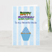 Happy Birthday Uncle Kaart Blue Cupcake (Voorkant)
