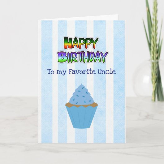 Happy Birthday Uncle Kaart Blue Cupcake (Voorkant)