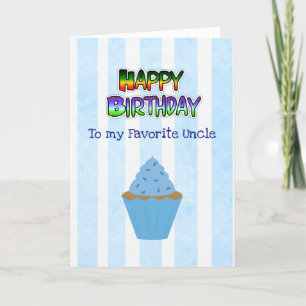 Happy Birthday Uncle Kaart Blue Cupcake