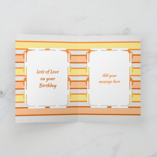 Happy Birthday Uncle oranje en gele foto Kaart (Binnen)