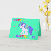 Happy Birthday Unicorn Card 3 Ik hou van UNICORNS Kaart (Gele Bloem)