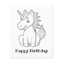 Happy Birthday Unicorn Coloring Pages