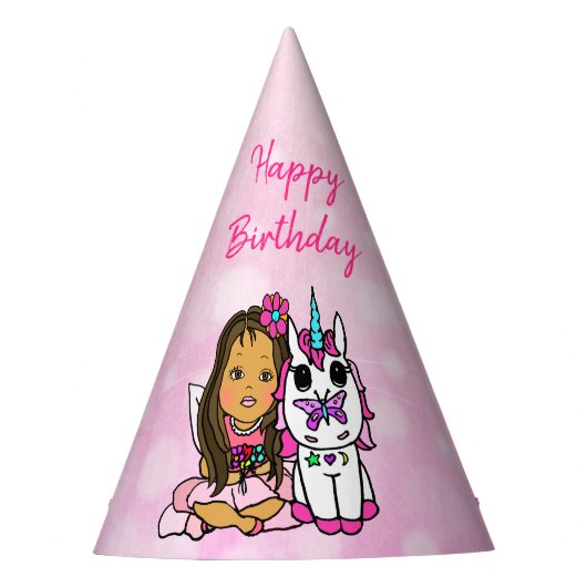 Happy Birthday Unicorn en Fairy Feesthoedjes (Voorkant)