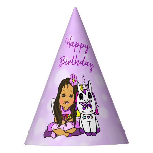 Happy Birthday Unicorn en Fairy Feesthoedjes (Voorkant)