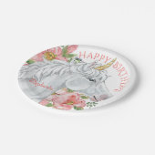 Happy Birthday Unicorn  Floral Papieren Bordje (Gekanteld)
