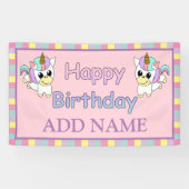 Happy Birthday Unicorn gepersonaliseerd Spandoek (Horizontaal)