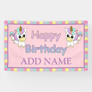 Happy Birthday Unicorn gepersonaliseerd Spandoek