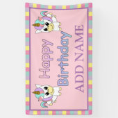 Happy Birthday Unicorn gepersonaliseerd Spandoek (Verticaal)