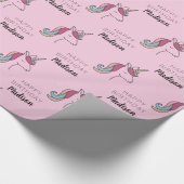 Happy Birthday | Unicorn Naam toevoegen Cadeaupapier (Hoek)