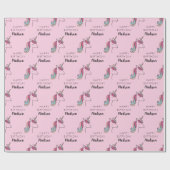 Happy Birthday | Unicorn Naam toevoegen Cadeaupapier (Vlak)