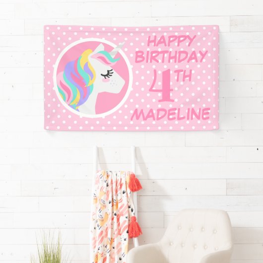 Happy Birthday | Unicorn Pastel Polka Dots Spandoek (Insitu)