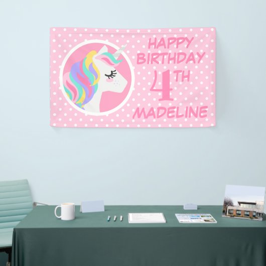 Happy Birthday | Unicorn Pastel Polka Dots Spandoek (Beurs)