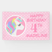 Happy Birthday | Unicorn Pastel Polka Dots Spandoek (Horizontaal)