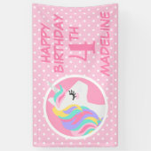 Happy Birthday | Unicorn Pastel Polka Dots Spandoek (Verticaal)