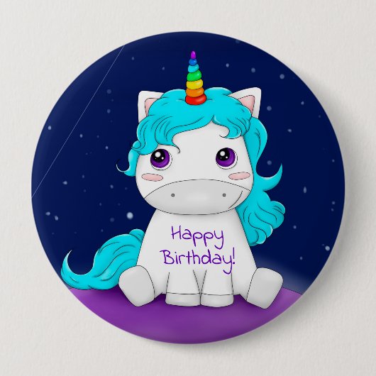 Happy Birthday Unicorn Ronde Button 4,0 Cm (Voorkant)