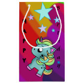 Happy Birthday Unicorn Star Rainbow Klein Cadeauzakje (Achterkant)
