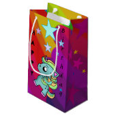 Happy Birthday Unicorn Star Rainbow Klein Cadeauzakje (Achterkant Gekanteld)
