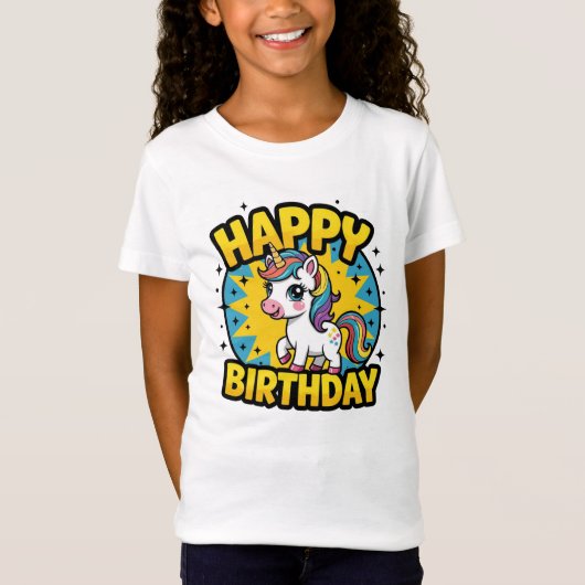Happy Birthday Unicorn T-shirt (Voorkant)