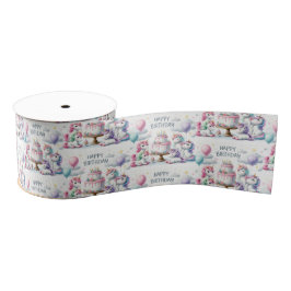 Happy Birthday Unicorn Themed Grosgrain Lint