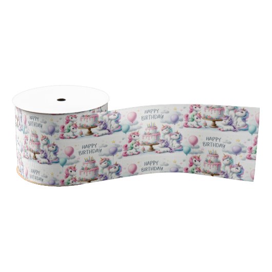 Happy Birthday Unicorn Themed Grosgrain Lint (Spoel)