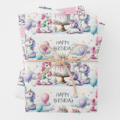 Happy Birthday Unicorn Themed Inpakpapier Vel (In situ)