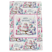 Happy Birthday Unicorn Themed Medium Cadeauzakje (Voorkant)