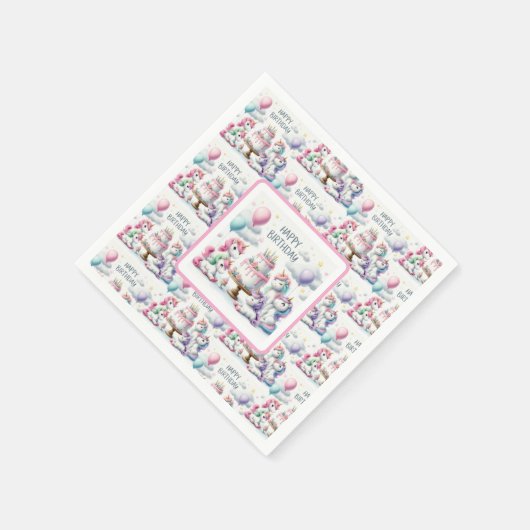 Happy Birthday Unicorn Themed Servet (Hoek)