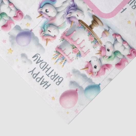 Happy Birthday Unicorn Themed Tissuepapier (Detail)