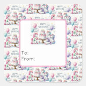 Happy Birthday Unicorn Themed Vierkante Sticker (Voorkant)