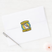 Happy Birthday Unicorn Vierkante Sticker (Envelop)