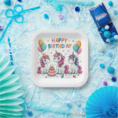 Happy Birthday Unicorns Papieren Bordje (Feest)